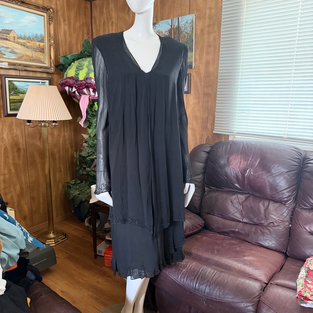 Jones New York Silk Dress with Beaded Accents